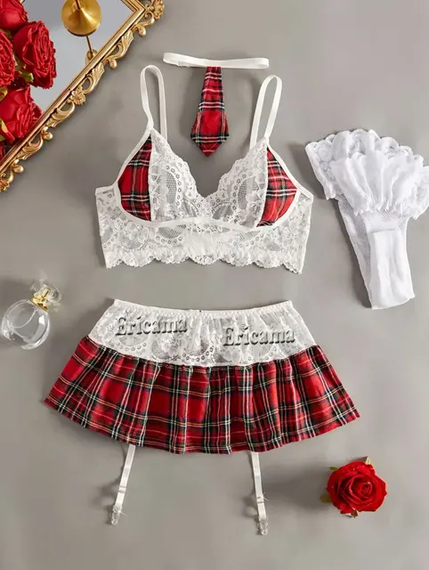 Hot Cosplay Sexy Uniform Open Bra Fantasy Miniskirt Nightwear