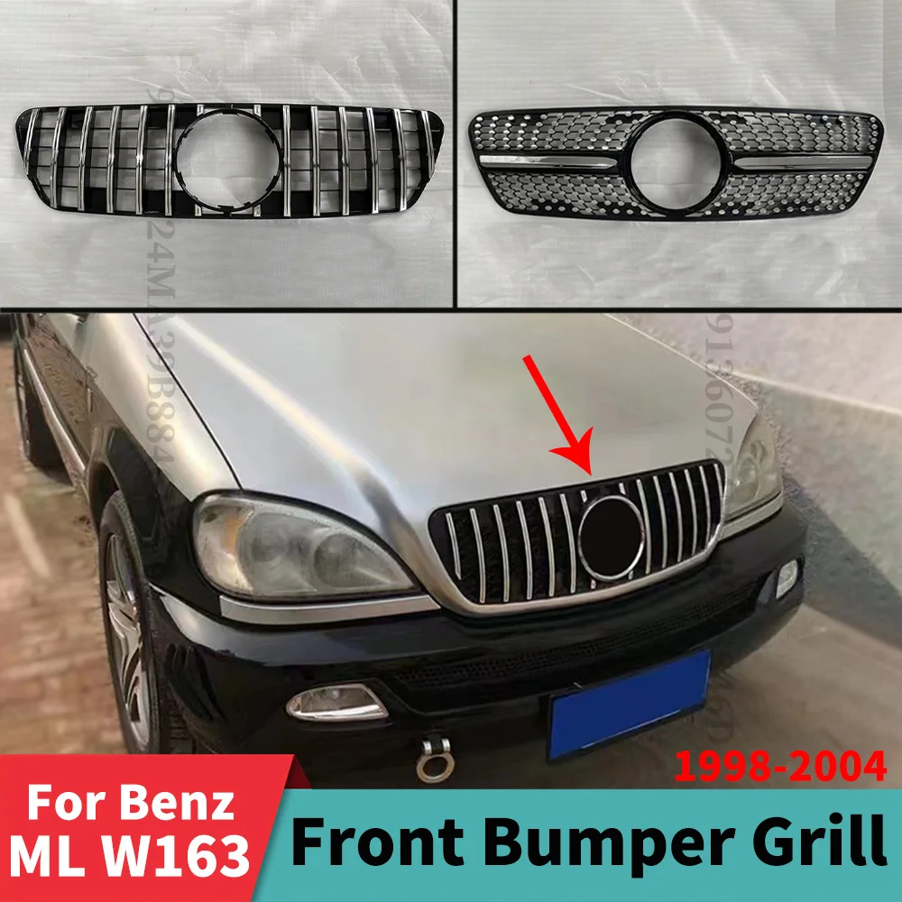 

Perfect Match Front Hood Grille Mesh Racing Grill Grid Tuning For Mercedes W163 Benz ML M 1998-2004 ML320 ML350 Accessories