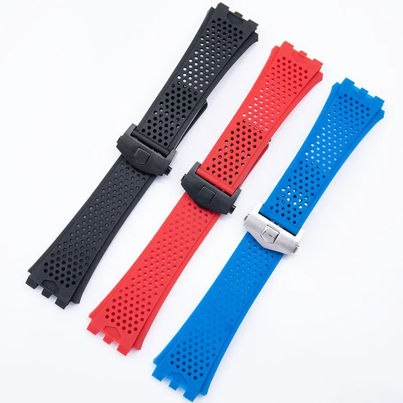 

High Quality Silicone Suitable For TAG HEUER Carrera Series watch Strap for Men's Concave Convex Interface Watchband Bracelet