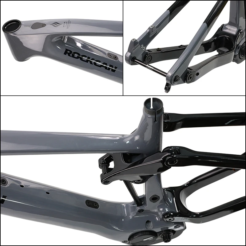 Carbon Electric Bike Frame M820 Mid-Motor 250W E-bike Frame 27.5/29ER 15/17/19/21inch Carbon Gray MTB Intube Battery
