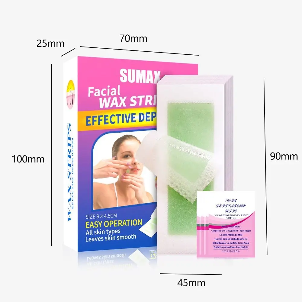 76Pcs Face Body Wax Strips Eyebrow Shaping Tape Upper Lip Cheek Hair Remover Quick Painless Waxing Strips Kit For All Skin Types 6