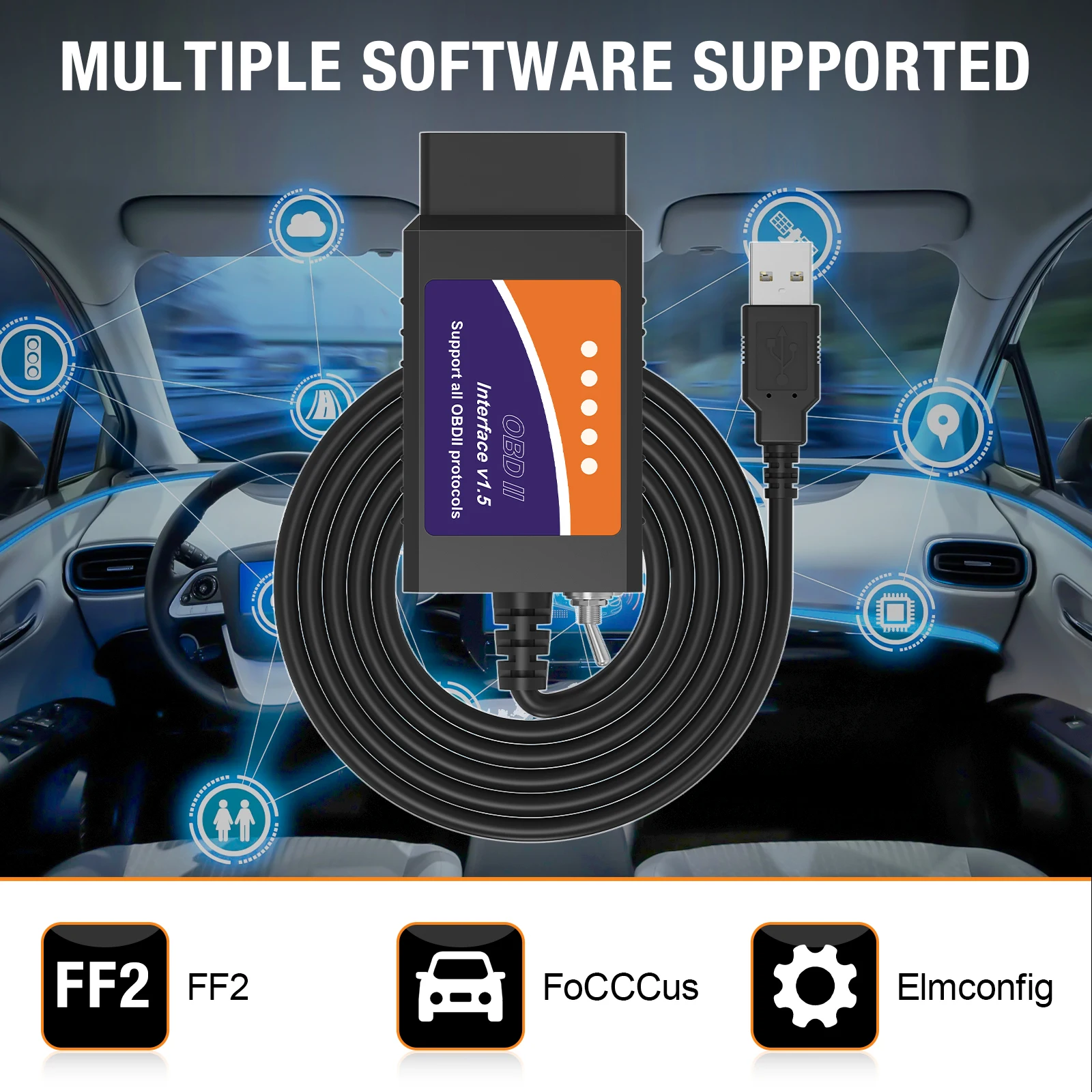 FORscan ELM 327 OBD2 Diagnostic Scanner USB V1.5 HS/MS CAN Switch For Ford Vehicles Coding Code Reader Free Shipping 5