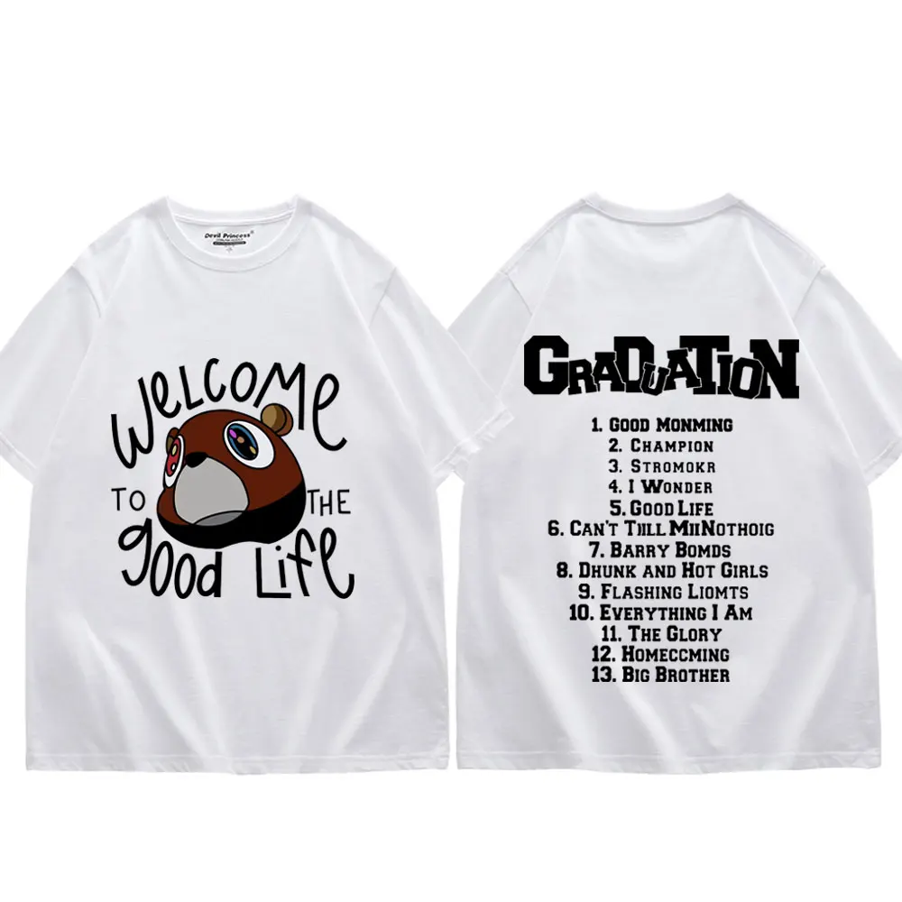 

Rapper Kanye West Song Good Life Print T Shirt Men's Women Trend Hip Hop Short Sleeve T Shirts Street Fashion Oversized T-shirts