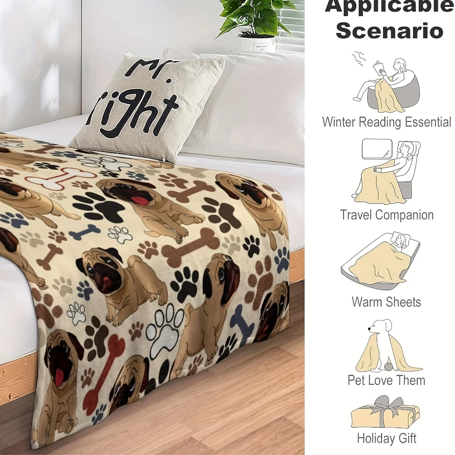 Soft Dog Paw Print Blanket 5