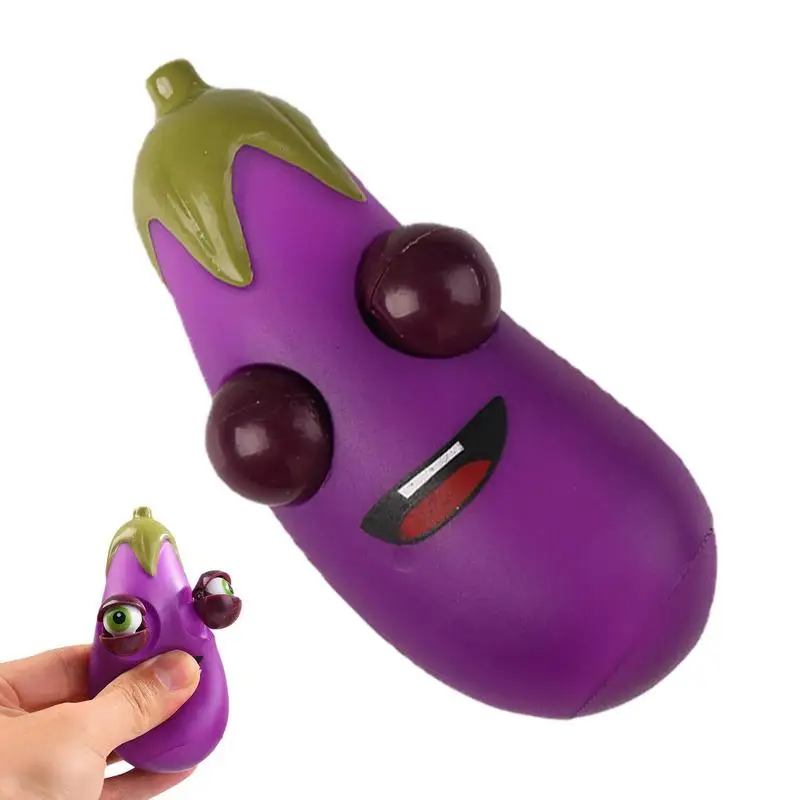 Squish Squeeze Toys Creative Popping Out Eyes Eggplant Pinch Toys Funny Christmas Gift Stress Relief Trick Toy Squish Balls For