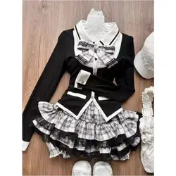 Japanese Vintage - Inspired Retro Lace Camisole Dress and Black Cardigan Set - Chic & Elegant Fashion - S (1736 black)