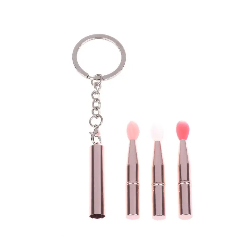 1 stücke Tragbare Multifunktionale Silikon Lippen Pinsel Mit Abdeckung Schlüsselbund Staubdicht Lippenstift Lippenstift Pinsel Lidschatten Pinsel – Detail 7