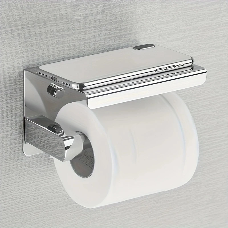304 Stainless Steel Toilet Paper Holder with Phone Shelf Bathroom Tissue Holder Toilet Paper Roll toilet paper holder