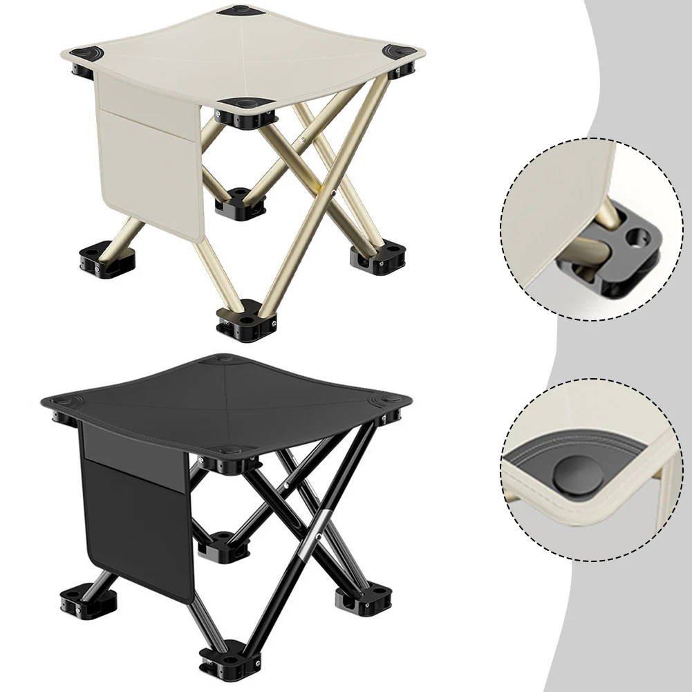 

Portable Camping Stool Foldable Samll Chair Strong Load-bearing Side Storage Pocket For Camping Fishing Hiking Accessories