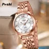 POSHI Women Watches Fashion Stainless Stain Steel Ladies Watch Waterproof Rose Gold Quartz Wristwatch Romatic Girlfriend Gift 5