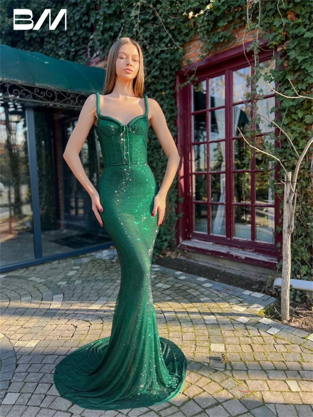 

Sexy Sequins Strapless Evening Dress Sparkly Spaghetti Straps Sheath Prom Dress Modern Vestidos De Novia