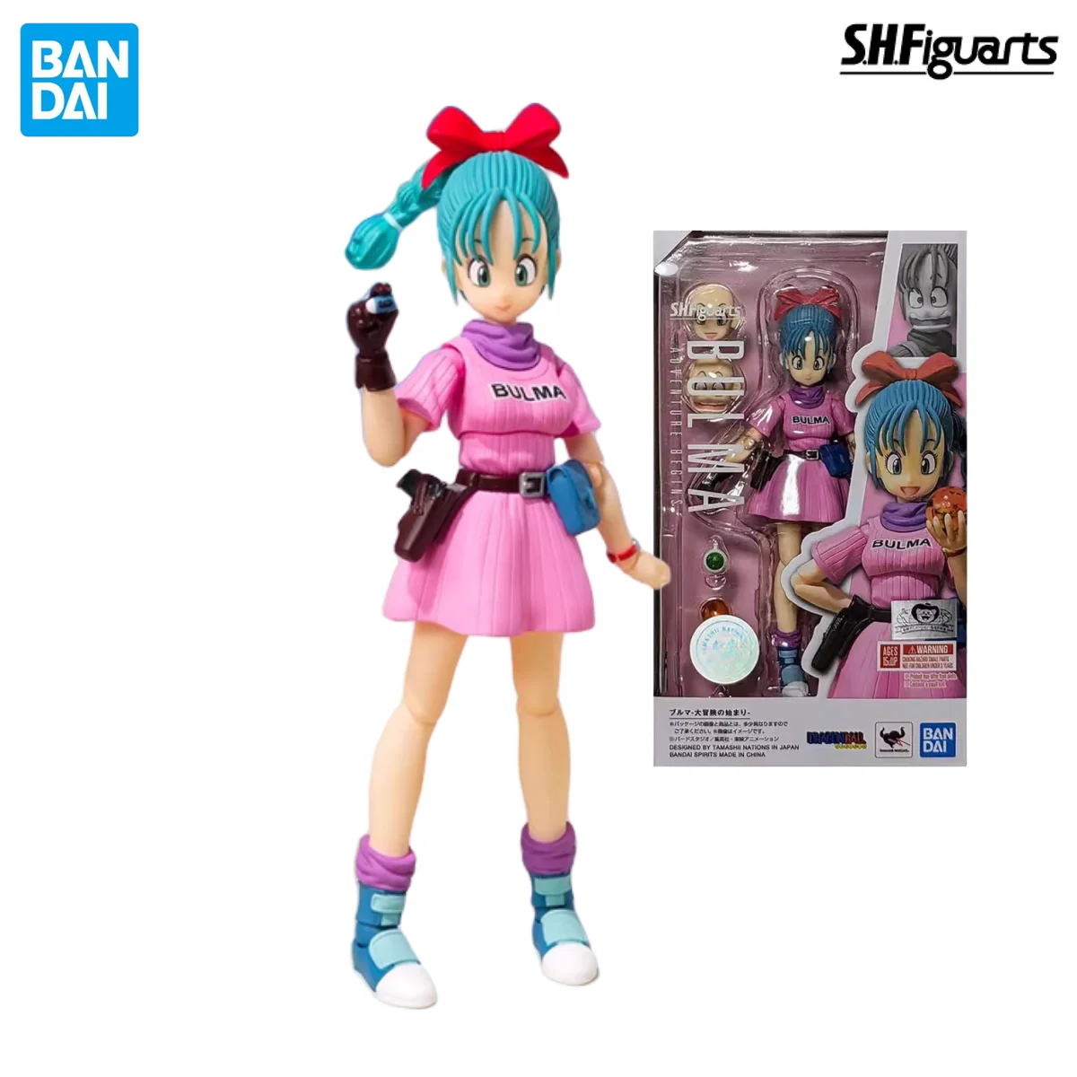 Оригинальная фигурка S.H. Фигурка в наличии BANDAI S.H. Фигурка Драконий жемчуг Z Bulma Adventure начинается аниме экшн-фигурка Сменное Лицо Игрушка Подарок для ребенка