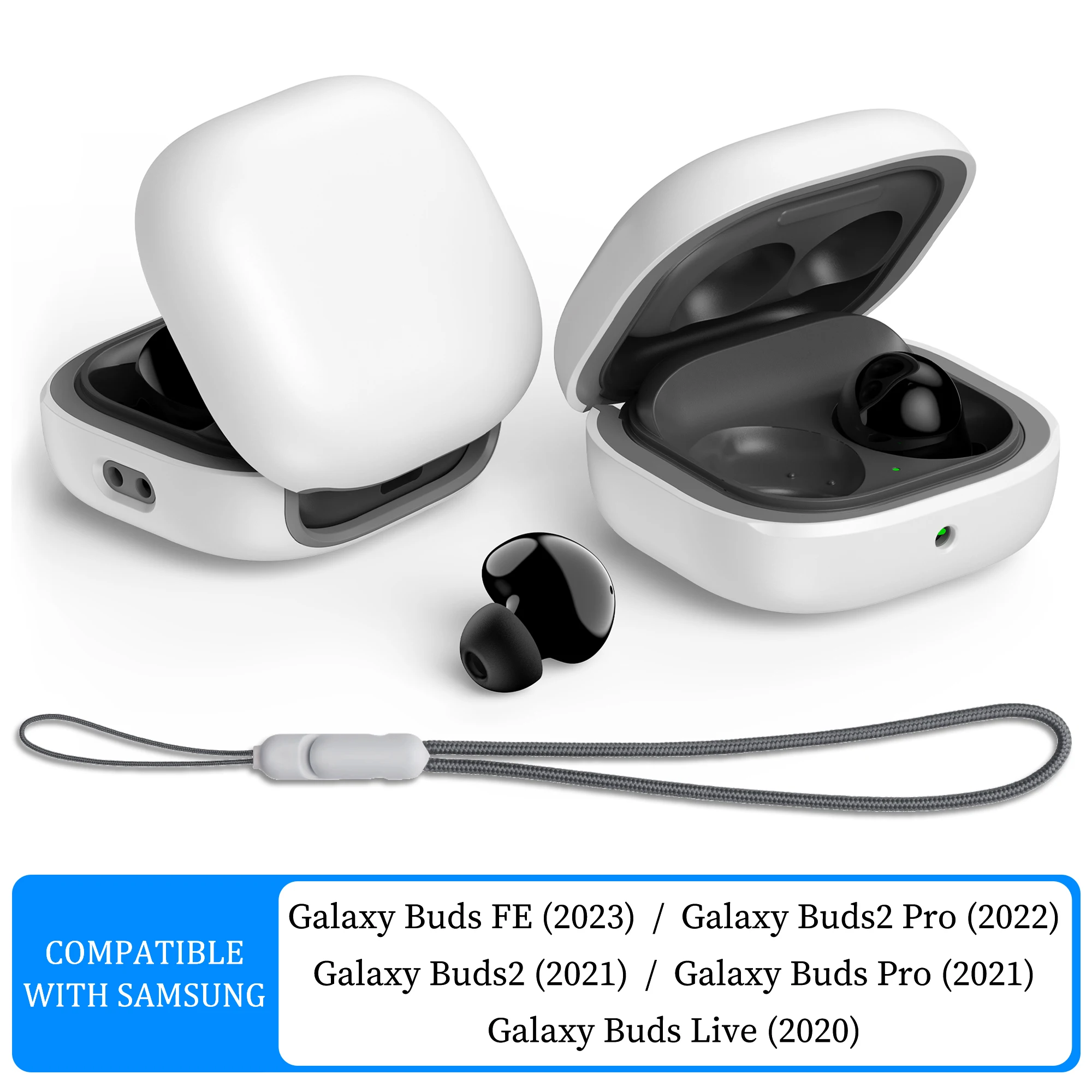 Durable Hard Shell Protective Earbud Case with Lanyard