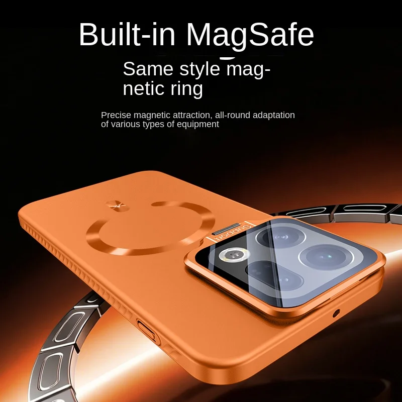Magnetic Solid Color Phone Case with Lens Bracket Protection