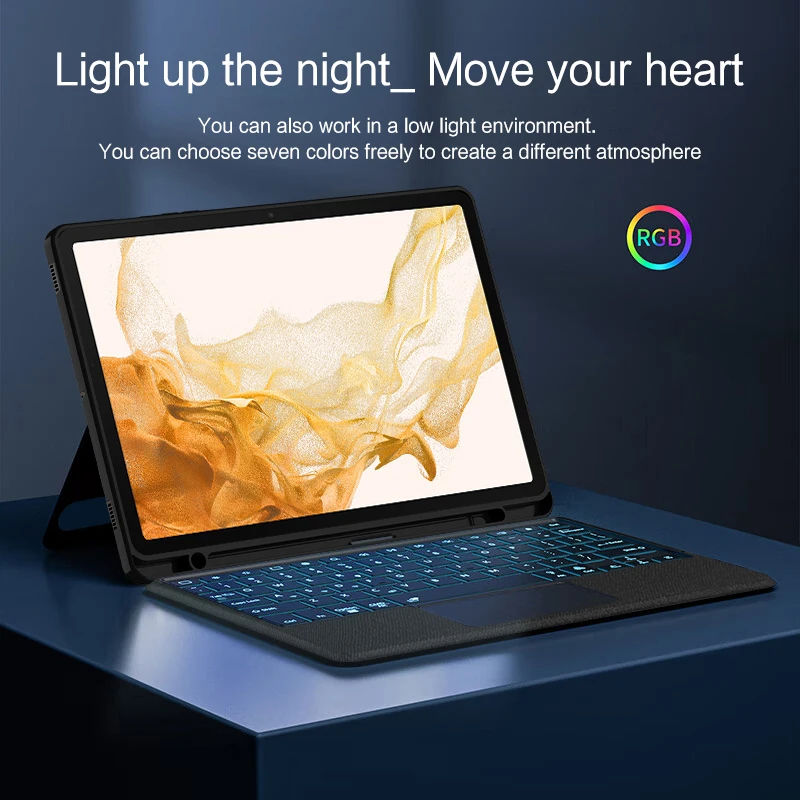 Teclado Backlight com Backlight Capa Separável para Samsung Galaxy Tab s8 11 Russo Espanhol Português Alemão Sm-x700 Sm-x706 Case - Imagem 4