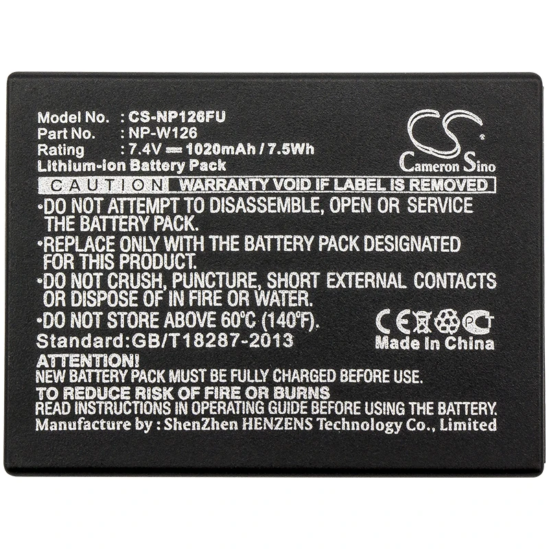 

Cameron Sino 1020mAh Camera Battery NP-W126 for Fujifilm FinePix X-E1,X-E2,X-E2S,X-E3,X-M1,X-A1,X-A3,X-A5,X-T1,X-T2,X-T3,X-T10