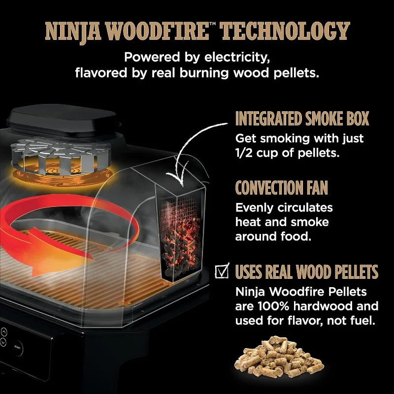 Dehydrate Broil Ninja Woodfire Pellets Ninja OG751BRN Woodfire Pro Outdoor  Grill & Smoker with Built-In Thermometer - AliExpress