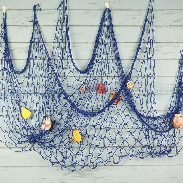 Mermaid Mediterranean Party Beach Themed Blue Home Bedroom Wall Fish  Netting Decorative Nautical Fishnet Net Hanging Supplies - AliExpress
