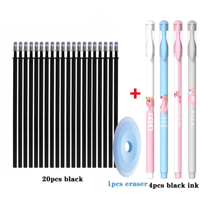 25 pcs/set Erasable Gel Pen Refills Rod 0.5mm Washable Handle Magic Erasable Pen for School Pen Writing Tools Kawaii Stationery 25pc black set
