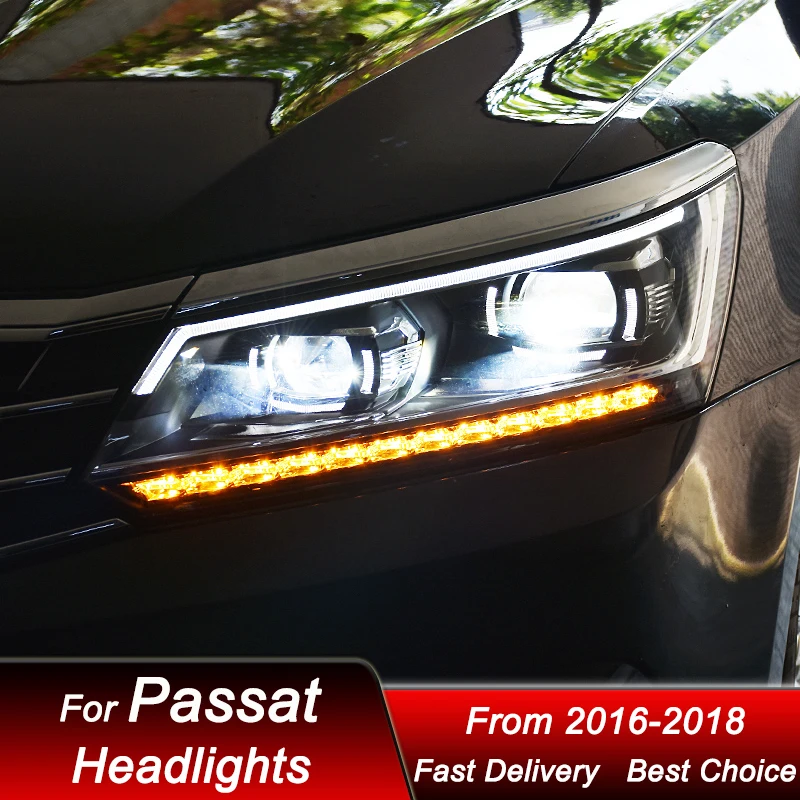 VW 파사트 16-18 용 자동차 헤드라이트, LED 자동차 헤드램프 어셈블리 업그레이드, 높은 구성 프로젝터 렌즈 액세서리 키트, 새로운 스타일
