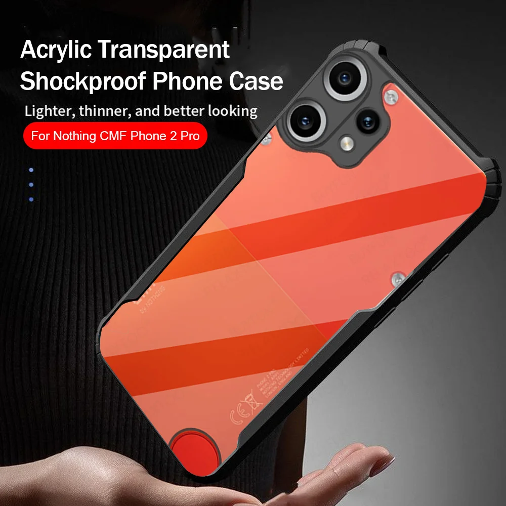 Clear Acrylic Shockproof Case for CMF Phone 2 Pro - Hybrid Rubber with Hard PC Back Cover