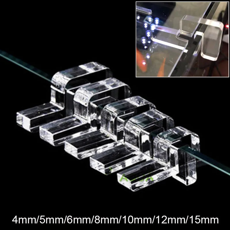 4pcs/set Mini Acrylic Fish Tank Glass Cover Holder Aquarium Bracket Support Frame Aquarium Accessories 4/5/6/8/10/12/15/19/25mm