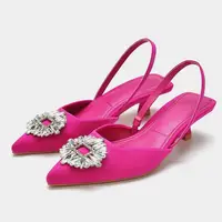 Fashion Shoes Women High Heels 2022 New Summer Sandals Rhinestones Party Wedding Shoes Pink Kitten Heels Ladies Classic Pumps 1