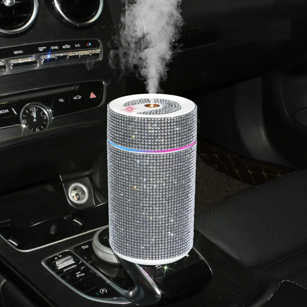 Shiny Diamond Car Diffuser Humidifier Starry Sky Projection Humidifier Crystal Rhinestone Air Freshener Car Bling Accessories