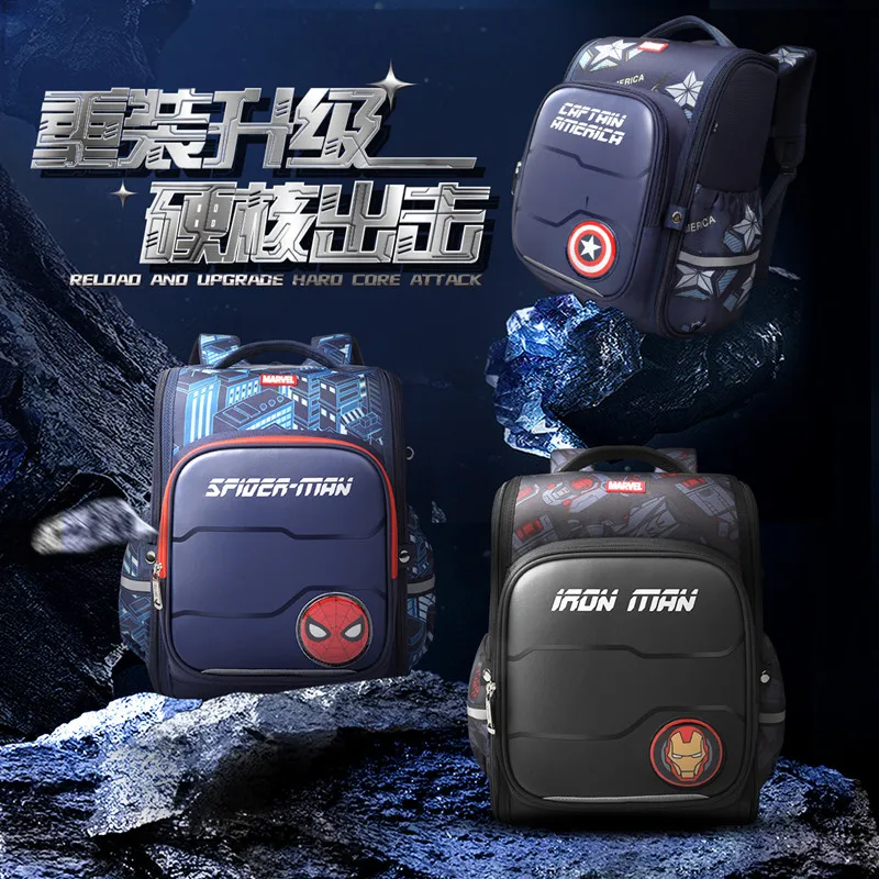 2022 Disney New School Bags For Boys Iron Spider Man Captain Amercia Primary Student Shoulder Orthopedic Backpack Mochila