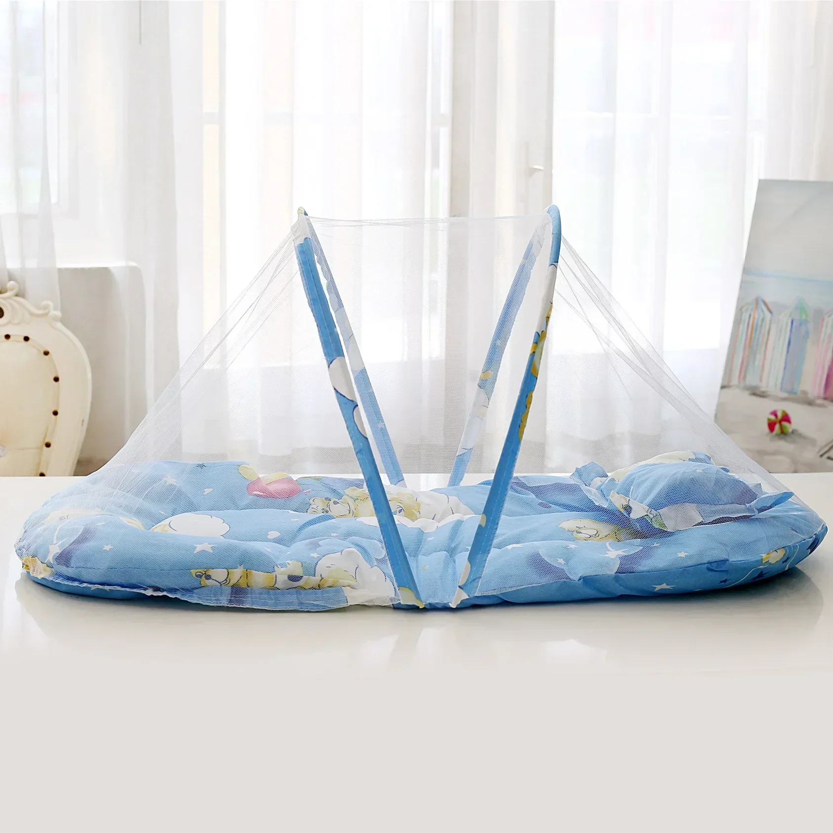 Portable Baby Baby Bed Foldable Mosquito Net Crib Netting Polyester with Pillow and Cotton Padding - Easy Installation Netting