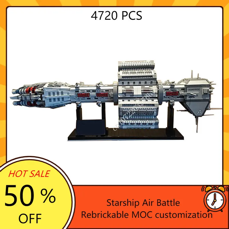 

EAS Agamemnon Space War Weapon MOC SpaceShip Battle Model Building Blocks Architecture DIY Education Assembly Model Toys Gifts