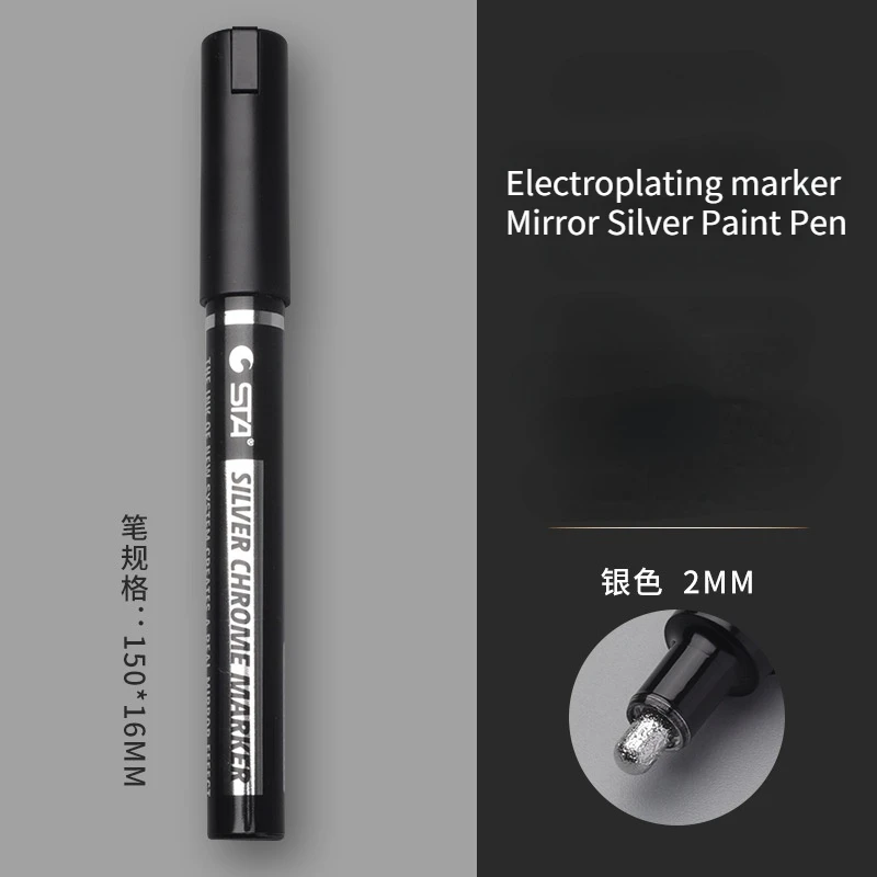 Electroplating Mirror Silver Paint Pen Hand-repair Chrome-plated Metal Waterproof Tire Ceramic Touch-up Paint 1mm/2mm Nib images - 6
