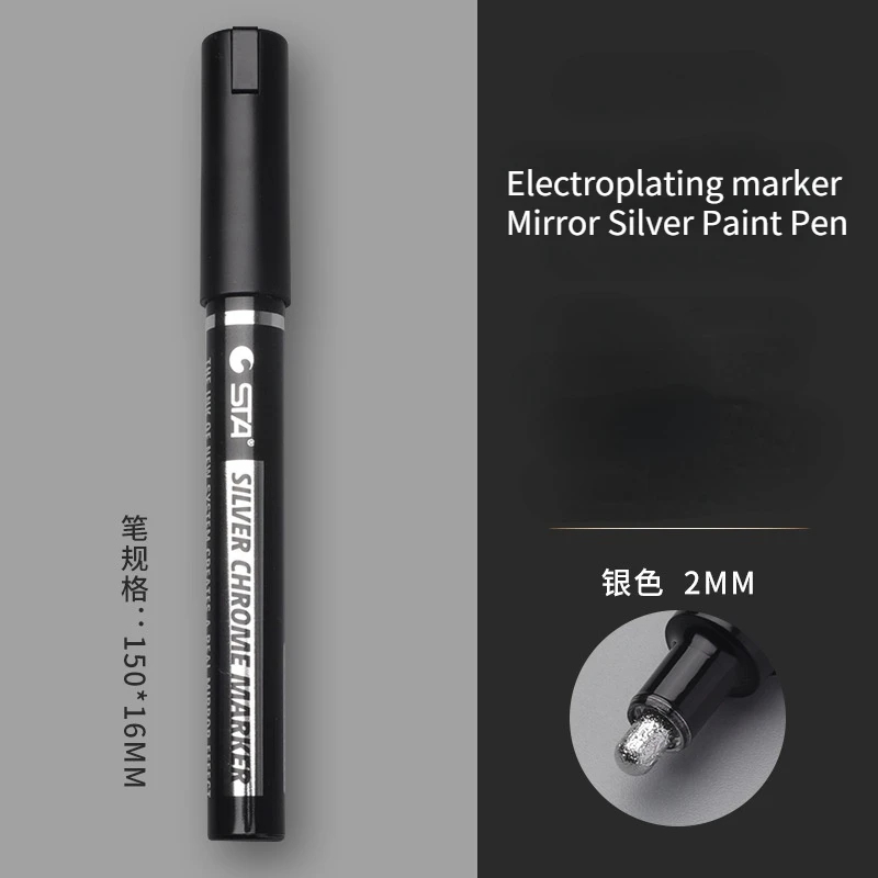Paint Pen Electroplating Mirror Silver Paint Pen Hand-repair Chrome-plated Metal Waterproof Tire Ceramic Touch-up 1mm/2mm Nib