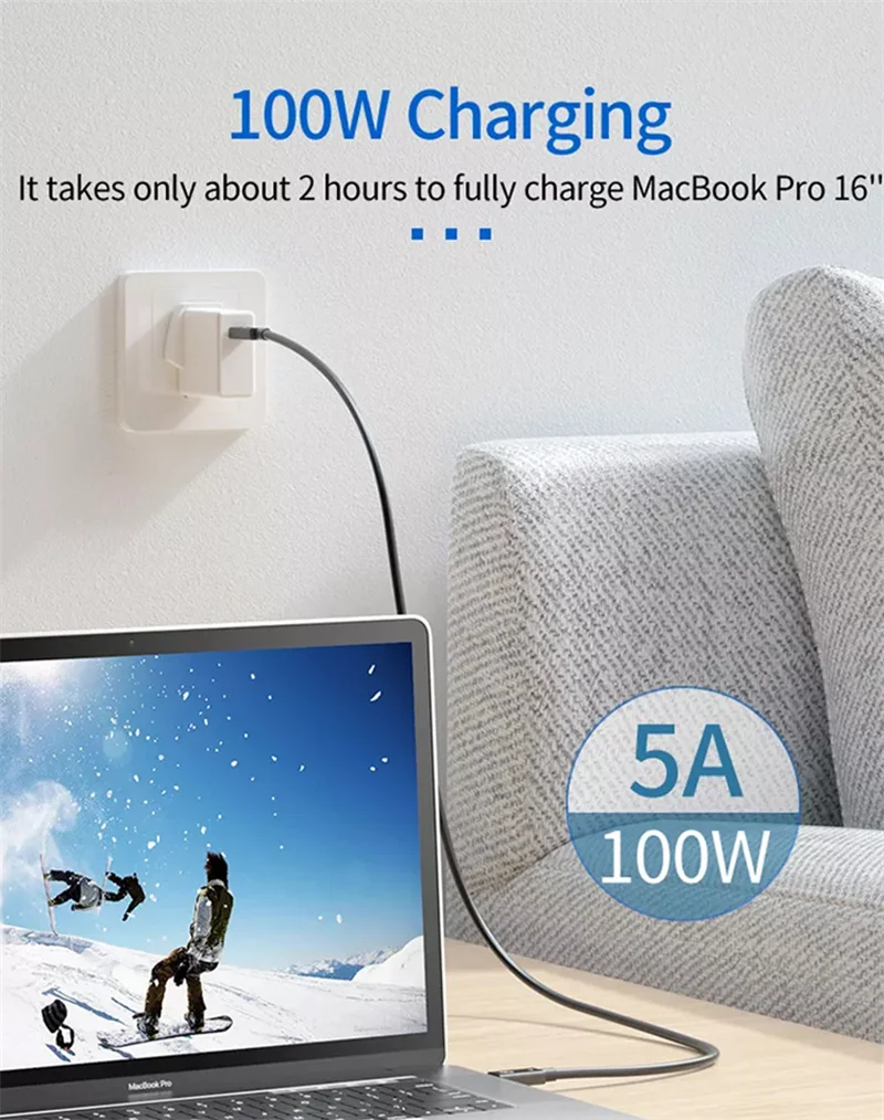 Thunderbolt 4 Cable PD100W USB C To Type C Fast Charging Cable 8K@60Hz 40Gbps Type-C Video Data Cord for iMac Macbook Pro Switch for usb charging cable charging cable usb cable