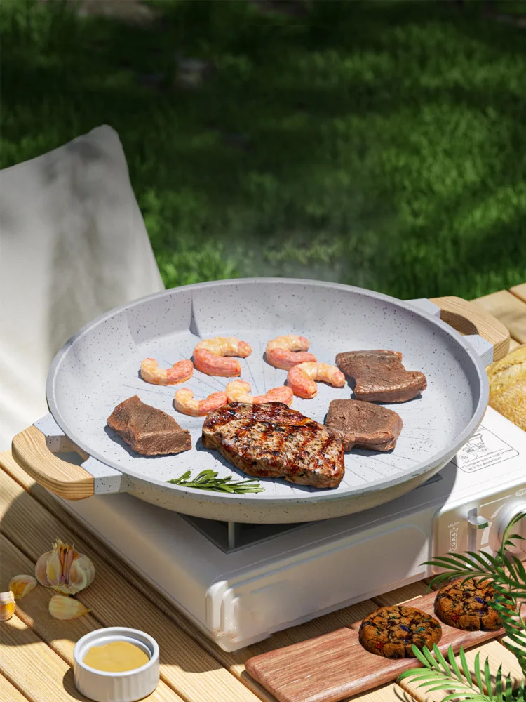 

Outdoor Non-Stick Barbecue Plate Camping Korean Picnic Barbecue Plate Gas Induction Cooker Stone Frying Pan The Grill Plate