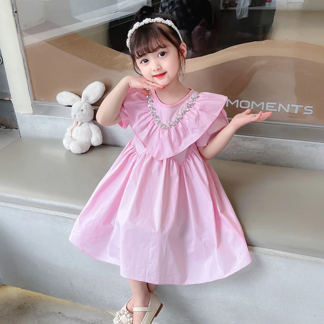 Summer Dress For Girls Solid Color Girl Dress Casual Style Children Dress  Toddler Childrens Clothing - Girls Casual Dresses - AliExpress