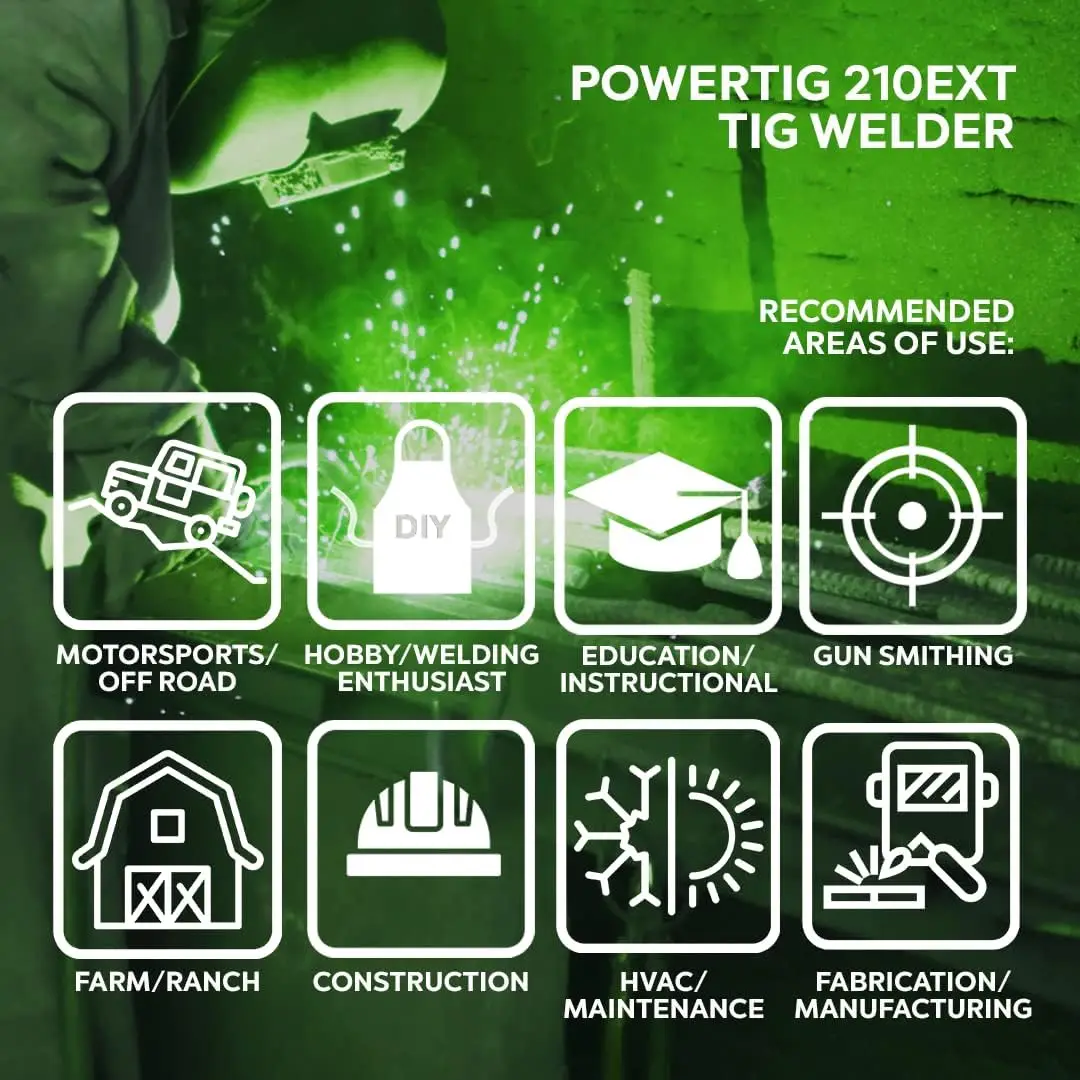 PowerTIG 210EXT 210Amp Ac Dc Tig Stick Advance Pulse Welder 110/220 Volt Inverter-Based IGBT Technology 6