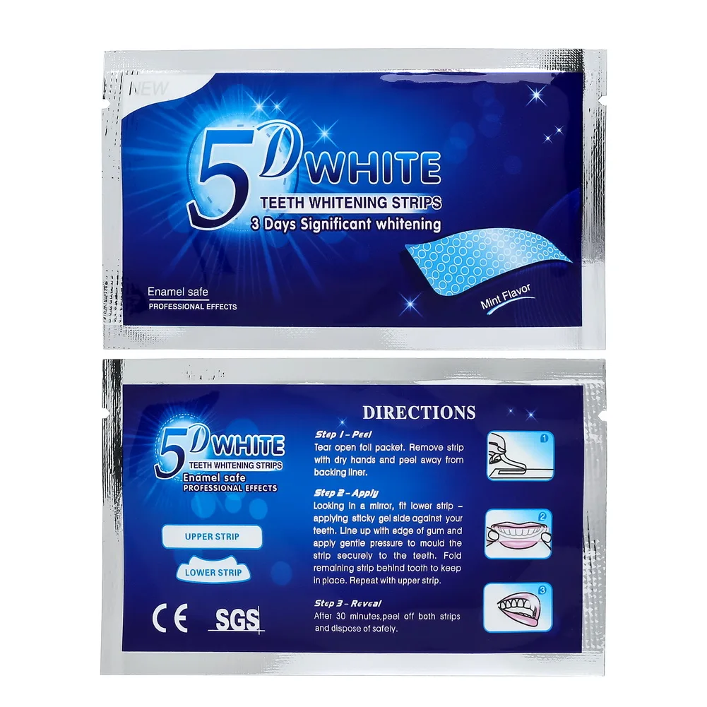 Teeth Whitening Strips 5D:14 Pairs 28pcs White Strips for Removing Smoking Coffee Stain, Effective Home Use Tooth Whitening Kit
