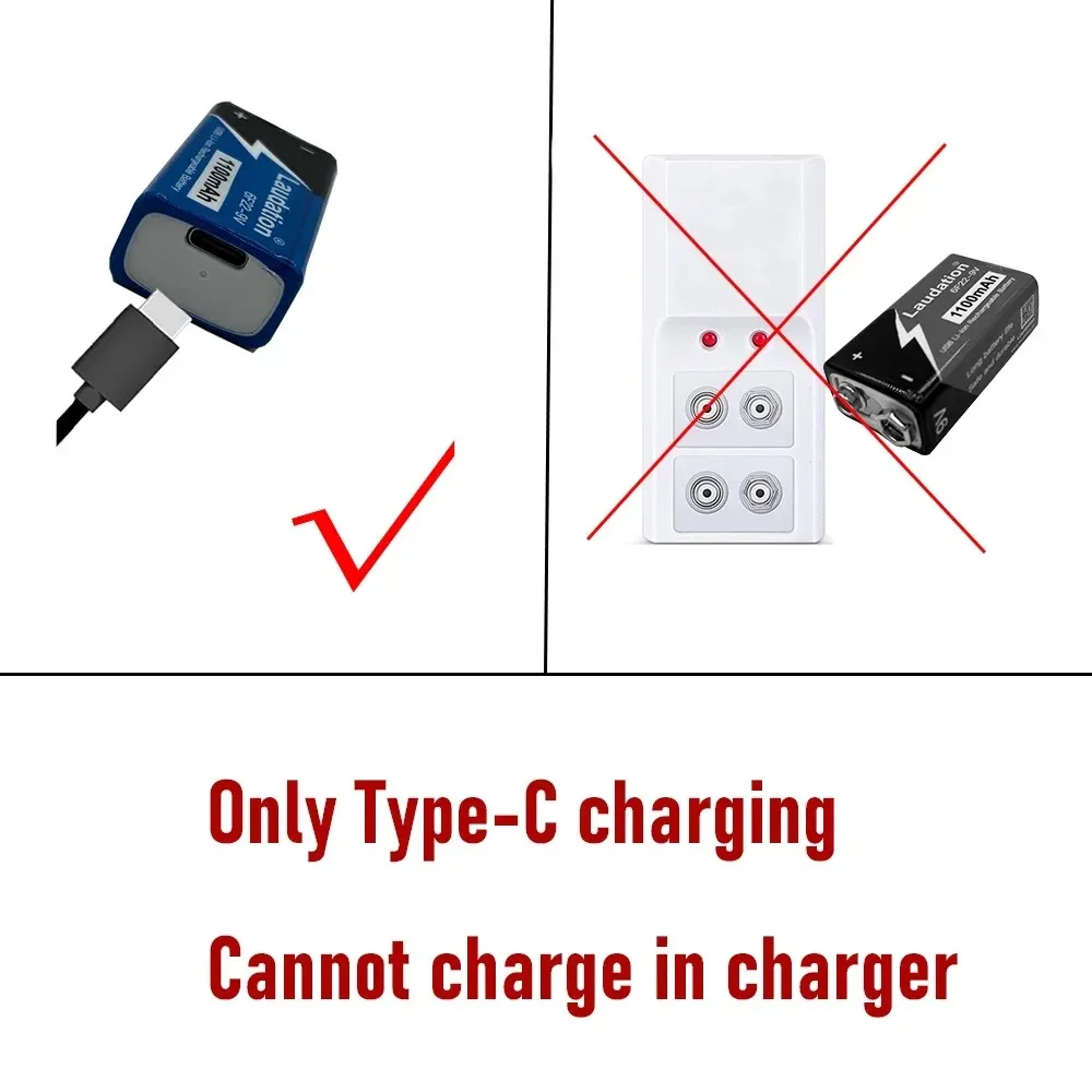 9V 1100mAh Li-ion Rechargeable Battery Type-C Battery 9V USB Lithium For Multimeter Microphone Toy +USB Charging Cable lithium battery