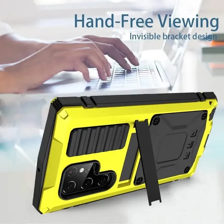 Premium Heavy-Duty Aluminum Metal Armor Phone Case with Shockproof Screen Protector
