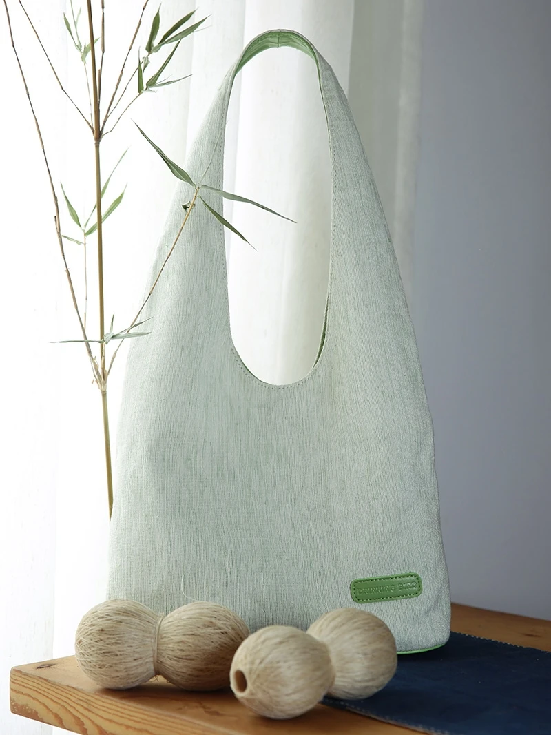 Ancient Craftsmanship Handmade Grass Cloth Tote Bag Bucket Single Shoulder Bag Large Capacity Casual Geometry Handmade Bag