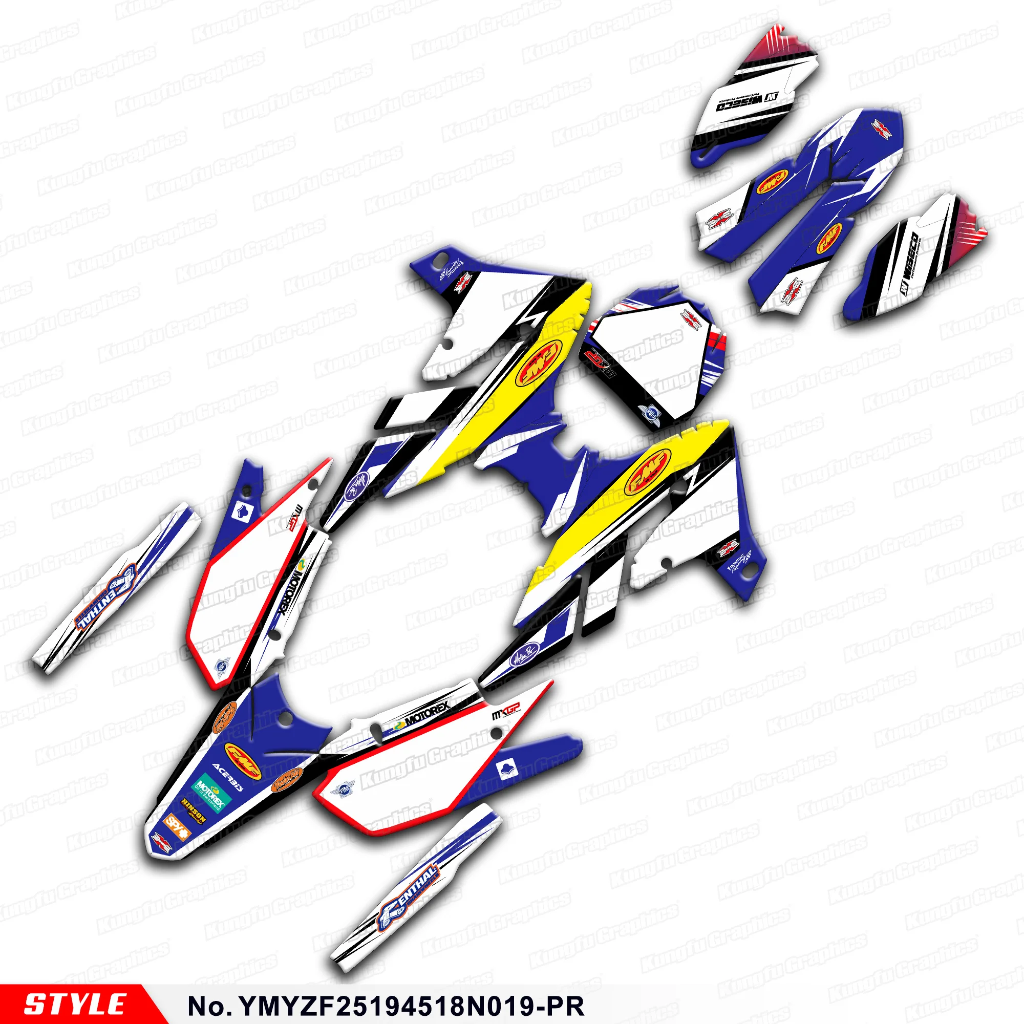 

Гонки графики устойчивый к ультрафиолетовому излучению ламинат для Yamaha YZ450F YZ250F YZ250FX 2018 2019 2020 2021 2022, YMYZF25194518N019-PR