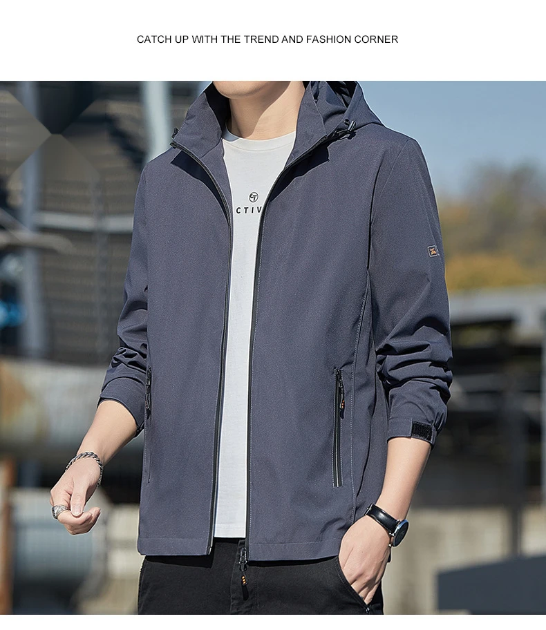 Giacca con cappuccio uomo slim fit primavera autunno casual_voghion.com