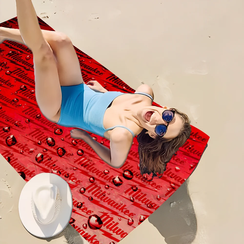 M-Milwaukee-S LOGO Microfiber Printed Beach Towel Mountain Climbing Yoga Beach Swimming Running Absorbent Soft Towel 2
