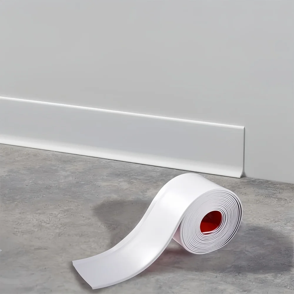 Self-Adhesive Waterproof PVC Skirting Line - 2m x 8cm Rubber Edge Trim
