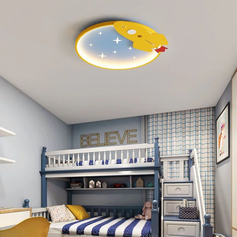 

Современные железные светодиодные потолочные светильники Rocket, акриловый абажур, потолочный светильник для детей, девочек, мальчиков, детей, освещение для спальни