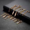 BONISKISS 12pairs Men Women Stainless Steel Cross Chain Feather Spike Rivet Ball Hoop Earrings Drop Dangle Huggied Ear Studs Set 6