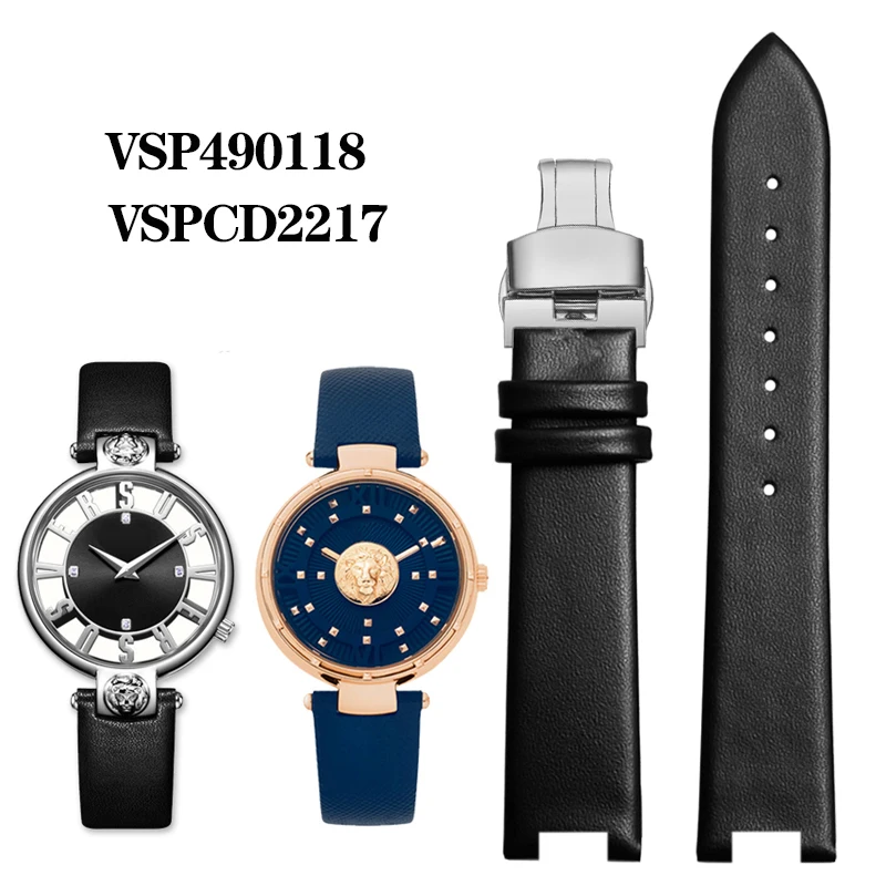 

Ремешок из натуральной кожи для наручных часов Ver-sace Female VS VSP490118 VSPCD2217, зубчатый браслет, синий белый браслет 16*10 мм