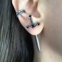 Vintage Dark Gothic Kinitial Sword Earrings For Women Men Dagger Piercing Earring Ear Jacket Punk Goth Halloween Jewelry Gift 1