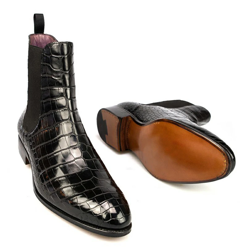 Uncle Saviano Black Winter Mens Boots Shoes Work Boots Add Velvet Fashion Designer Shoes Men Warm Non-Slip Genuine Leather